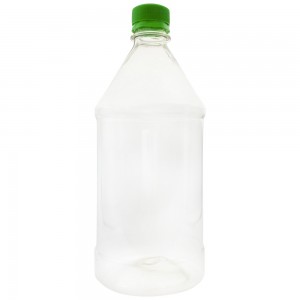 Plastic transparent bottle with lid 1 liter.