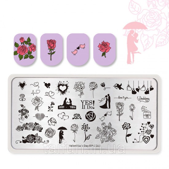 Stamp plate Born Pretty BP-L003 Valentines Day, 63786, Stamping Born Pretty,  Health and beauty. All for beauty salons,All for a manicure ,Decor and nail design, buy with worldwide shipping