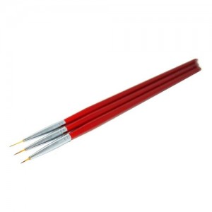 Set of 3 brushes for painting (red handle)