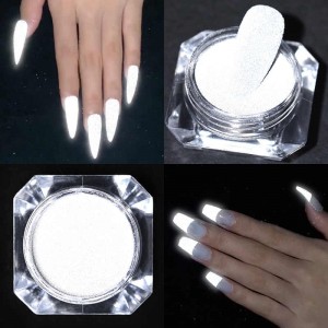 Reflective nail pigment, glow in the dark, glare when light hits, for disco, bar, Powder Reflect