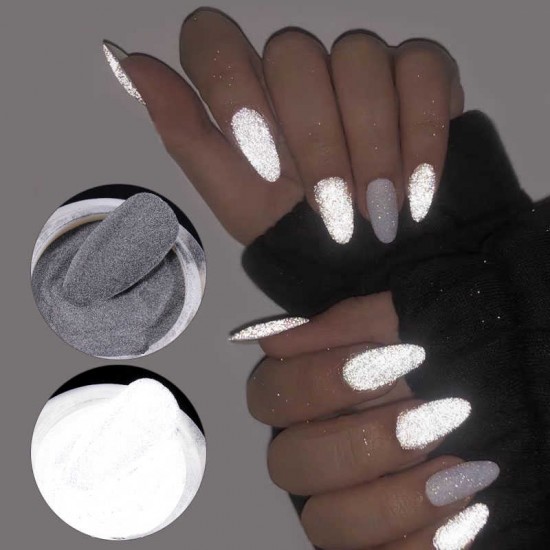 Reflective pigment for nail art, glow in the dark, glow in the falling light for disco, bar, Powder Reflect, 952731935-NP-05, The washing, Health and beauty. All for beauty salons,All for a manicure ,nail Decor and design buy with worldwide shipping