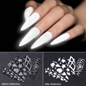 Reflective nail pigment, glow in the dark, glare when light hits, for disco, bar, Powder Reflect