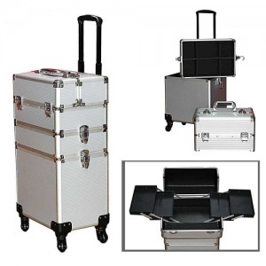 Cosmetic case (silver/on wheels)