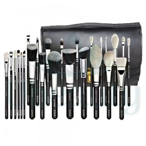  A set of makeup brushes in a purse