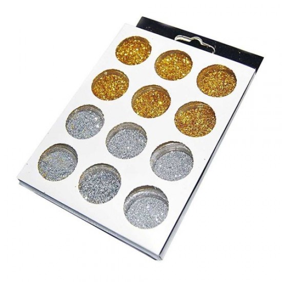 Decor set 12pcs pigment (gold/silver), 59712, Nails,  Health and beauty. All for beauty salons,All for a manicure ,Nails, buy with worldwide shipping