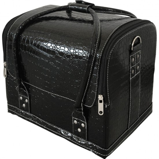 Maniküre-Koffer aus Öko-Leder 25*30*24 cm weiches SCHWARZES KROKODIL, MIS1500-17509-Trend-Masterkoffers, manicuretassen, make-uptassen