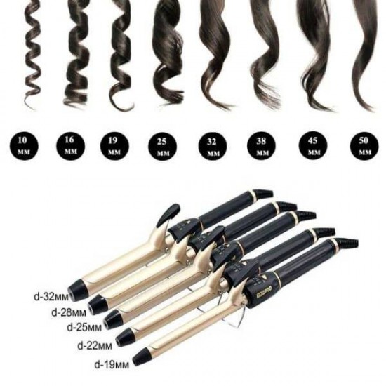 Rizador de cabello V&G PRO 671 (d-25 mm), para todo tipo de cabello, rizos de Hollywood, diseño elegante, peinado seguro-60589-China-Todo para la manicura