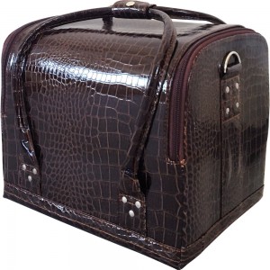  Eco leather manicure suitcase 25*30*24 cm soft BROWN CROCODILE ,MIS1500