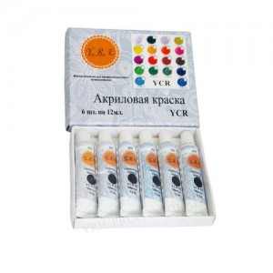  Farba akrylowa 12ml 6 sztuk czarna (kpl)