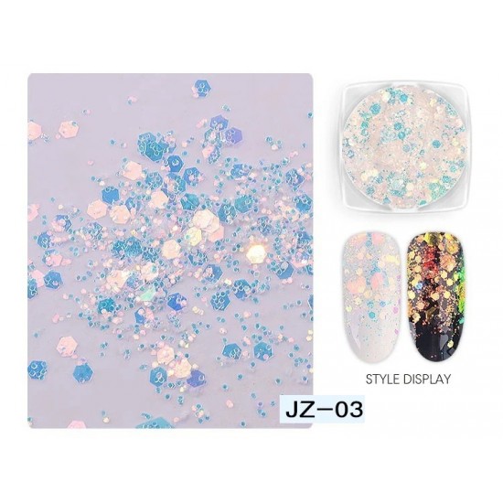 Decoração para unhas Lantejoulas hexagonais, multicoloridas para design de unhas nº 23-2630-Ubeauty Decor-Design e decoração de unhas