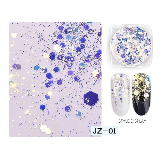 Nageldekor Sechseckige Pailletten, mehrfarbig für Nageldesign Nr. 23-2630-Ubeauty Decor-Nagel decor en design