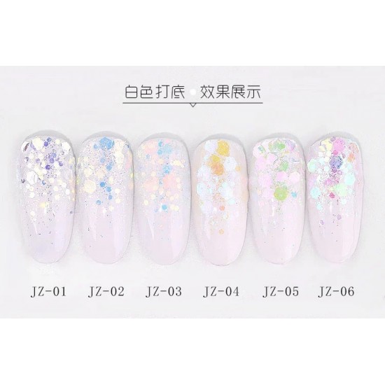Glitter sleaq decor six-cornered, multi-colored for nail design No.23, Ubeauty-NND-23, Kamifubuki,  All for a manicure,Decor and nail design ,  buy with worldwide shipping