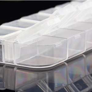 Container for rhinestones, organizer, 12 numbered cells, transparent