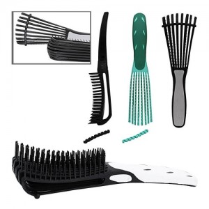 Antistatic blow-through comb for thick hair with spacer (transformer)