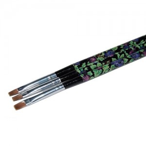  Gel brush black handle with flowers straight bristle №8