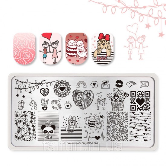 Stamp plate Born Pretty BP-L004 Valentines Day, 63785, Stamping Born Pretty,  Health and beauty. All for beauty salons,All for a manicure ,Decor and nail design, buy with worldwide shipping