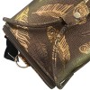 Maletín de manicura fabricado en ecopiel 25*30*24 cm oscuro con plumas doradas ,MAS1150-17515-Trend-Maletas de maestro, bolsas de manicura, bolsas de cosméticos.