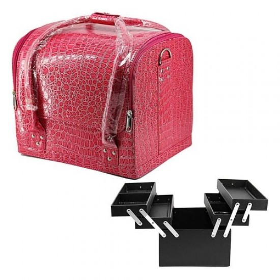 Walizka Master ekoskóra 2700-1 różowy lakier-61130-Trend-Walizki mistrzowskie, torebki do manicure, kosmetyczki