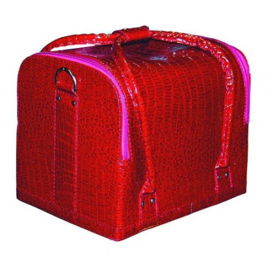 Valise Master similicuir 2700-1 laque rouge-61100-Trend-Valises de maître, trousses de manucure, sacs à cosmétiques
