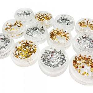  A set of GOLD and SILVER stones 12 jars