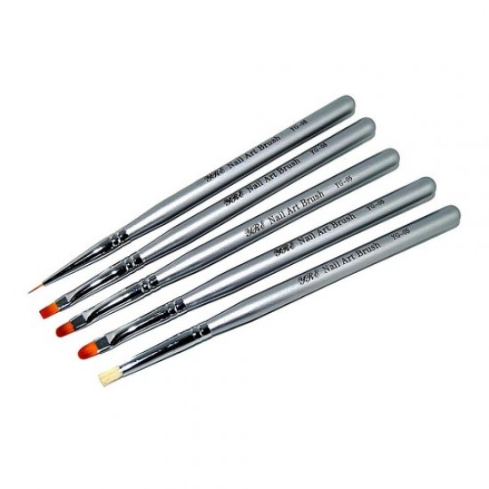Set of brushes 5pcs for Chinese painting (silver short handle)-59054-China-Brush