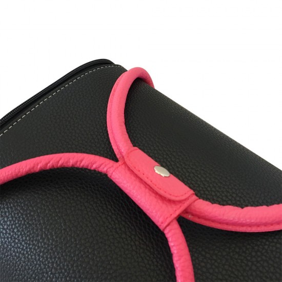 Neceser de manicura ecopiel 25*30*24 cm NEGRO con asas rosas MIS1500-17507-Trend-Maletas de maestro, bolsas de manicura, bolsas de cosméticos.