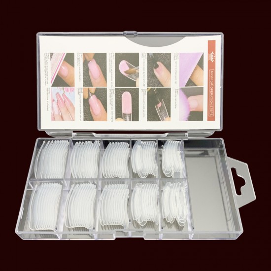Forme supérieure dans une boîte en plastique transparente 10 sections 100 pièces non coupées-19782-Ubeauty-Extension des ongles