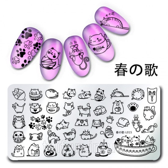 Plate for stamping Born Pretty Cute Cat Harunouta L-015, 63886, Stamping Born Pretty,  Health and beauty. All for beauty salons,All for a manicure ,Decor and nail design, buy with worldwide shipping
