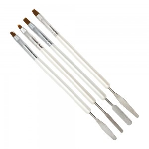  Набір кистей-шпателів 2в1 для полігеля з білими ручками ,MIS215-(247)
