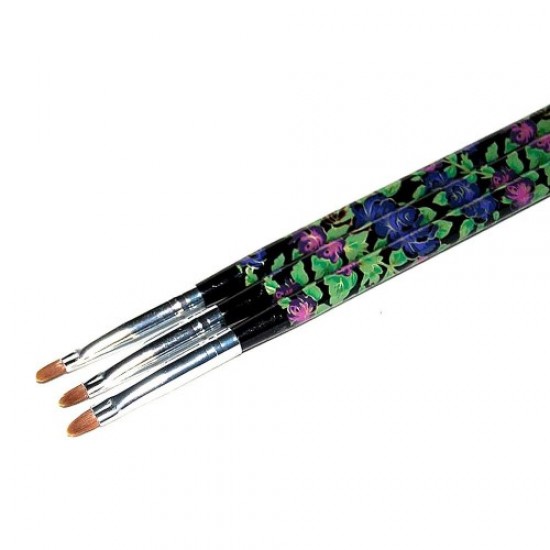 Gel brush black handle with flowers semi circular pile No. 4, 59128, Nails,  Health and beauty. All for beauty salons,All for a manicure ,Nails, buy with worldwide shipping