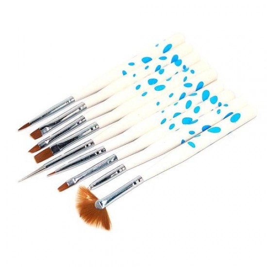 Set of 9 brushes for Chinese painting (white short handle)-59058-China-Brush