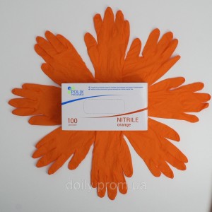  Gants Nitrile Polix PRO&MED (100 pcs/paquet) couleur: ORANGE