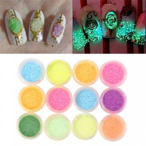  Set de décoration 12pcs Poudre à ongles fluorescente (pigment) #102