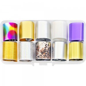  Nail art foil set 50 cm 10 pcs MATTE MIX ,MAS078