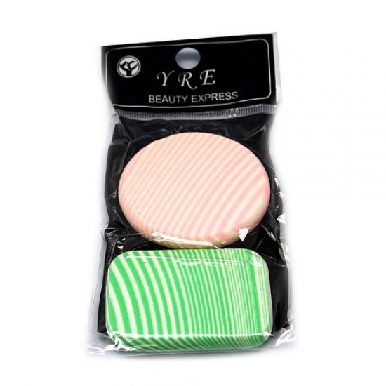 Sponge 2pcs colored (round square)-59999-China-Cosmetology