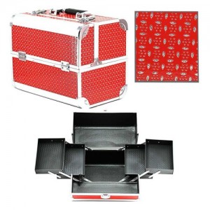  Valise en aluminium 740 (rouge/pierres fleuries)