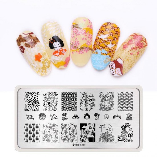 Stamp plate Born Pretty Japanese Style Series L-055, 63794, Stamping Born Pretty,  Health and beauty. All for beauty salons,All for a manicure ,Decor and nail design, buy with worldwide shipping
