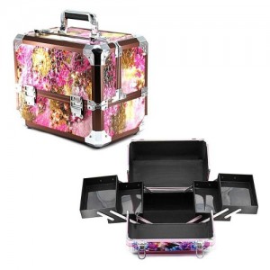  Aluminum suitcase-case 5258-3 with floral print