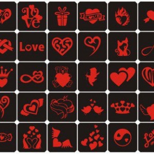 Set de plantillas para bio-tattoo Valentine2 30 uds.