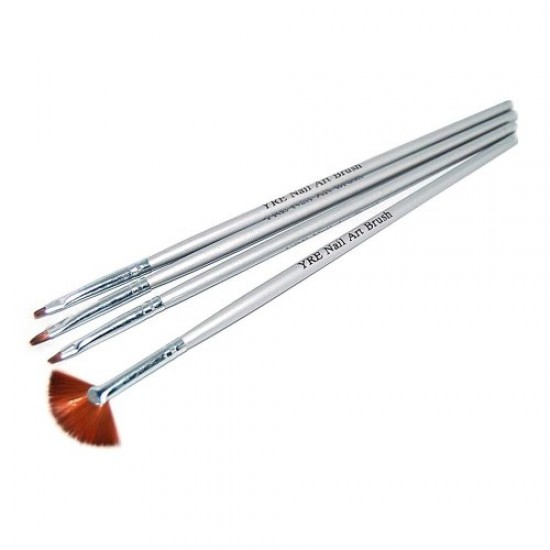 Set of 4 brushes for painting (silver handle)-59085-China-Brush