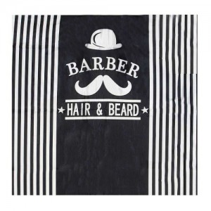  Peignoir barbier rayé LH-128-2 (moustache blanche)