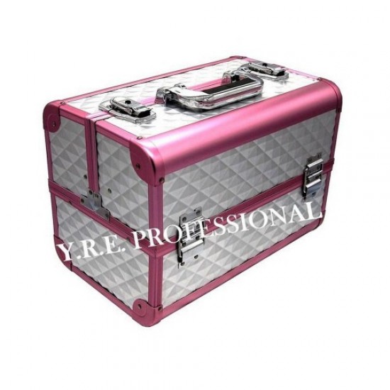 Koffer aluminium 3625 zilver ruit-61027-Trend-Masterkoffers, manicuretassen, make-uptassen