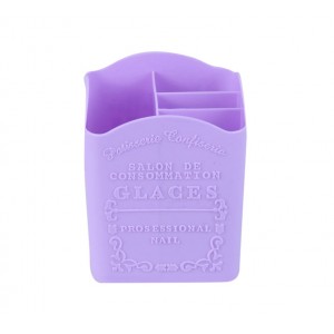 Пластиковая подставка для кистей на 4 секции, фиолетовая, стакан подставка для нейл мастера, компактная, прочная