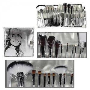  Conjunto de pincéis de maquiagem 18pcs prata (menina)