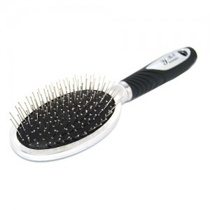Massage comb oval (metal tooth/black handle)
