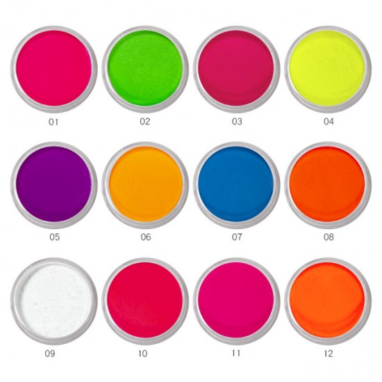 Ein Satz mehrfarbiger Neon-Fluoreszenzpigmente 12-tlg. ?101-19234-Ubeauty Decor-Nagel decor en design
