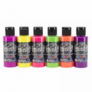  Wicked Fluorescent Set (a set of fluorescent paints), 6 by 60 ml