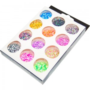  Un conjunto de hexágonos multicolores-lentejuelas-confeti 12 piezas.