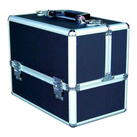 Koffer Aluminium 338 schwarz strukturiert-61034-Trend-Meisterkoffer, Maniküretaschen, Kosmetiktaschen