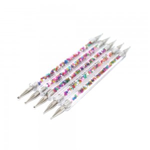 Набор дотсов с прозрачный ручкой наполненной разноцветными крупными бусинами 5шт,KOD-ND-056-7